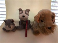 3 SCHNAUZER DOG STUFFED ANIMALS RUSS AND TY