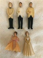 5 formal wear man & woman plastic cake toppers