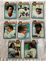 Lot of 8-1979 Topps Miami Dolphins football cards