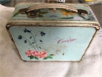 Vintage 1964 Corsage flowers metal lunchbox