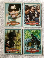 Lot of 4-1980 Topps Chicago Bears football cards