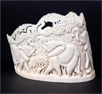 Vintage Ivory Elephant Carved Sculpture