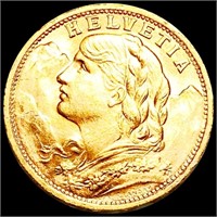 1935 Switzerland Gold 20 Francs UNCIRCULATED