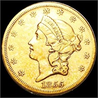 1855-S $20 Gold Double Eagle LIGHT CIRC