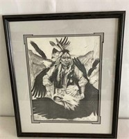 Native American Framed Print/Signed/Numbered/17x20