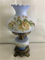 L&L Hand Painted Parlor Hurricane Lamp/Signed