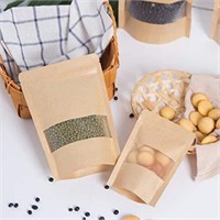 Pack of 50 Kraft Paper Bags with Window Lockable