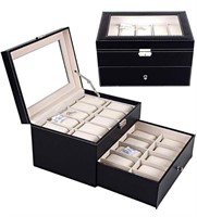 NEW Watch Box, FOME 20 Slots PU Leather Double
