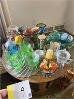 Depression glass, misc. on top of table only