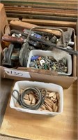 Iron, axe, wood biscuits , misc screws, pry bar ,