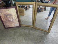 Gold Framed Mirrors & Lion Picture - Pick up only