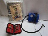 Camping Mat, Old Tools in a Pouch, & 12 V