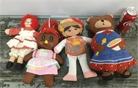 Group of cloth dolls