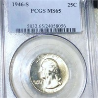 1946-S Washington Silver Quarter PCGS - MS65