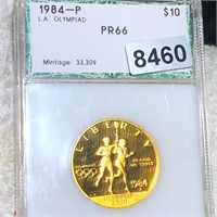 1984 $10 Olympic Gold Coin PCI - PR66 1/2Oz