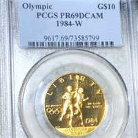 1984-W$10 Olympic Gold Coin PCGS - PR69DCAM 1/2Oz