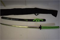 Green Handle Samurai Sword Black Zombie Sheath