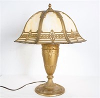 American antique slag glass lamp