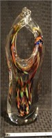 Lee W..? Signed colorful art glass sculpture 12.25