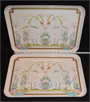 Pair Design Imports Italy Art Deco Swans trays