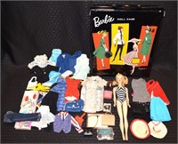 1958 Mattel Barbie Doll blonde w/ Zebra Swimsuit+