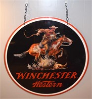 RARE Winchester Western double sided metal sign