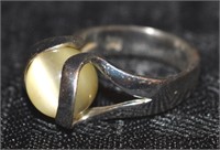 Vtg 925 sterling silver polished bead ring sz 5.5