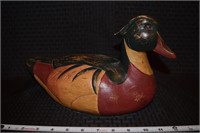 Vintage 13.5" long ceramic painted duck decoy
