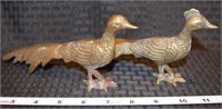 Pair vintage solid brass 8.5" long peacocks