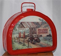 Vintage red gas can w/ Coca Cola advertising