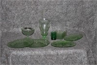 MIXED LOT OF GREEN GLASS