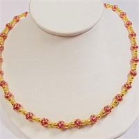 Certified 18K  470 Round Mix Cut Ruby(15ct) Neckla