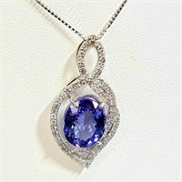 Certified 14K  Blue Tanzanite(9.3ct) Diamond(1.2Ct