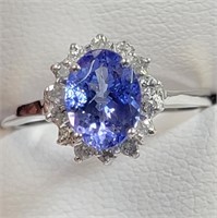 Certified 10K  Natural Tanzanite(1.22ct) Diamond(0