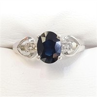 Certified 10K  Natural Blue Sapphire(1ct) Diamond(