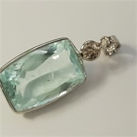 $1800 14K  Natural Aquamarine(9.1ct) Diamond(0.2ct