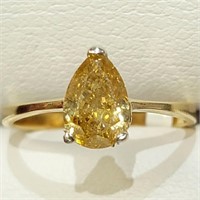 $8000 10K  Natural Yellow Diamond(0.9ct) Ring