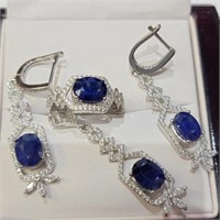 $400 Silver Sapphire With Cz(8ct) Set