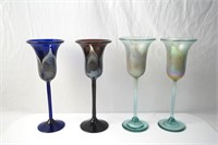 Goblets - feather art glass w long stem