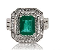 2ct natural Colombian emerald 18K ring