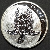 2015 NIUE - Hawksbill Turtle $2 1 OZT. .999 Silver