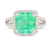 4.5ct natural Colombian emerald 18K ring