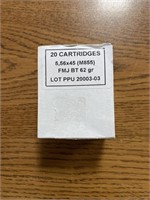 20 Cartridges 5.56x45 M855 FMJ BT 62 GR.