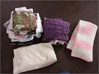 Curtains, Crochet Items, Pink Rug etc