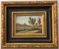 Summer landscape oil painting late 19th century