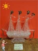 Gorgeous HandBlown Art Glass Ship, Perfect Conditi