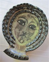 Grand bol décoratif artisanal, visage de femme