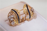 18kt Gold Sapphire & Diamond Earrings