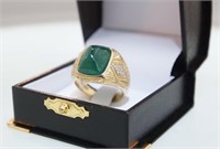 18kt Gold Men's 10 carat Colombian Emerald Ring