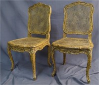 Pair of Louis XV decorated side chairs